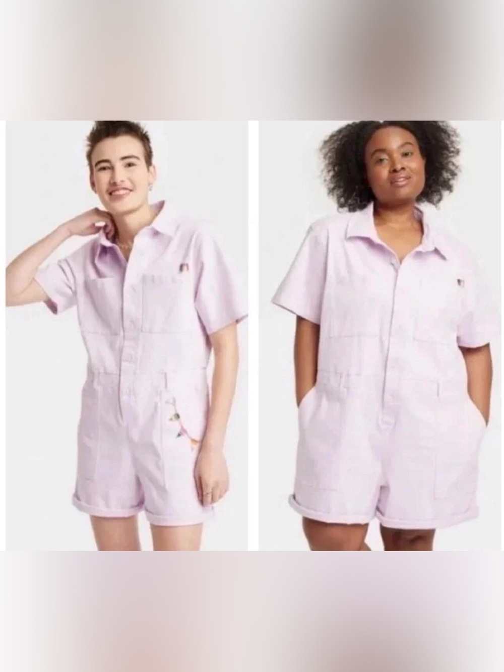 Women’s Short-Sleeve Lilac Utility Romper